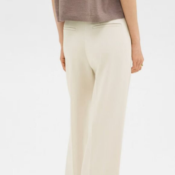 Theory Admiral Crepe Relaxed Straight Pants Color Rice - Picture 3 of 8